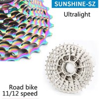 AliExpress NONE SUNSHINE ultralight Road flywheel 11 12 speed 11-28 32 34 36T colorful Hollow out bicycle cassette HG gear for Shimano