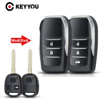 KEYYOU New For TOYOTA Camry RAV4 Corolla Prado YARIS Replacement Uncut TOY43 Blade Modified 2/3 Buttons Flip Car Key Shell Case