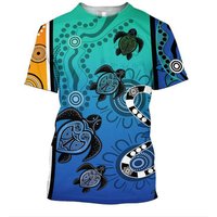 New Art Creation: Indigenous Turtle Pointillism Art 3D Printing T-shirt Vertigo Hypnosis Vortex Fashion Personality Fun T-shirt