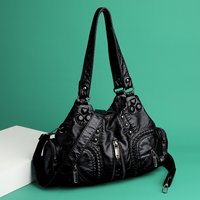 2026 Black Y2k Women Shoulder Bag Vintage Punk Goth Fashion Designer Pu Leather Tote Bag Large Capacity Rivet Motorcycle Handbag