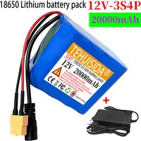 12v 3S4P 20000mAh Portable 12V Battery Rechargeable 18650 Li-ion Battery Pack DC 12.6v Cam Monitor Fishing Battery + Charger