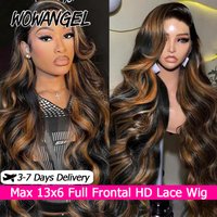 1B/30 Highlight Body Wave Wig 13x6 HD Lace Front Wigs 100% Human Hair Ombre Brown Colored Full Frontal Wig Pre Plucked For Women