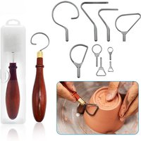 Outil de sculpture sur poterie, tête de couteau en acier au carbure de tungstène, grattoir à argile céramique, couteau à texture pour moulage et finition, coupe-argile en acajou