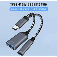 USB C OTG Cable Phone Adapter 2 in 1 Type C to USB A Adapter with PD Charging Port for Samsung Huawei Xiaomi Phone Laptop Tablet