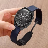 20mm 22mm Leder+Silikon-Armband für Omega X Swatch Joint MoonSwatch Magnetband für Xiaomi Watch S4 S3 S2 S1/Huawei GT3 4 5 6