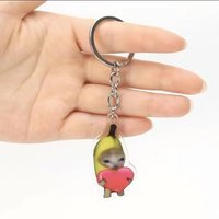 5/6/7 Pcs Cartoon Kawaii Banana Cat Key Chain Creative Bread Heart Keyring Key Holder Keys Bag Diy Jewelry Gift For Friends K