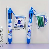 Random 1 Piece Stitch 6-Color Retractable Ballpoint Pen & Notebook Set, Convenient for Daily Note Taking