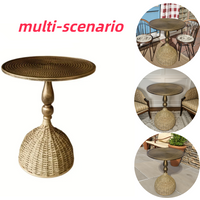 Handmade willow, iron, water grass rope weaving, tea table, side table, flower rack, living room sofa, side table, metal tableto