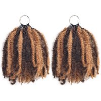 P4/30 Highlight Ombre Afro Kinky Feather Crochet Human Hair Curly Pre-Separated Knotless Feather Hair Extensions Braiding Hair