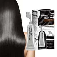 Long-Lasting Black Hair Dye Cream with Comb - Covers White & Gray Hair, Fruit Scented, Natural Mild Formula Hair Color.