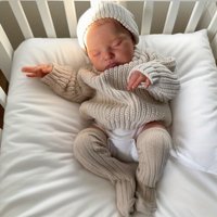 BZDOLL 48cm 19in Soft Vinyl Asleep Reborn Doll, 3D Skin Visible Veins, Cloth Body Kids Birthday Gift