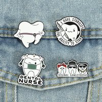Cartoon Tooth Puns Enamel Pins Dentist Doctor Nurse Brooches I Have Stability Ability to Stab Badges Jewelry Gift for Friends