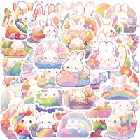 50Pcs Rainbow Bunny Rabbit Cartoon Cute Stickers Aesthetic Decals for Bike Bottle Suitcase Scrapbooking Gift Sticker
