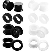 2/16pcs White Black Flexible Thick Silicone Ear Plug Varies Type Flesh Tunnel Gauges for Ears Expander Lobe Piercing Size 4-20mm