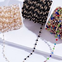 1meter 4mm Crystal Beaded Chains for Jewelry Making Black Transparent Colorful Glass Beads Necklace Gold Chain Components DIY