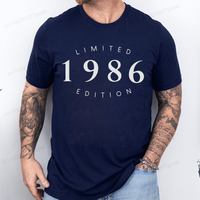 Men's Limited Edition 40th Birthday Print T-Shirt Oversized Vintage Perfect Birthday 1986 Graphic Tees for Men Women Summer Tops