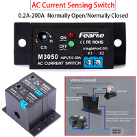 Non-Contact Current Sensing Switch 30A 50A 100A 200A Adjustable NO NC AC Current Detector Relay for Motor Overload Protection