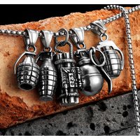 Grenade Bomb Weapon Stainless Steel Jewelry Men Necklaces With Pendant For Male Women Punk Hip Hop Accessories Gifts Wholesale