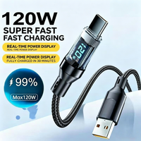120W dual USB C digital display cable PD fast charging USB Type C to Type-C cable