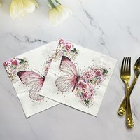 10/20pcs 33cm 2Layer New Butterfly Printed Napkins Pink Butterfly Flowers Party Decoration Paper Picnic Mat DIY Decoupage Paper