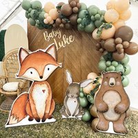 Jungle Animals Cutouts 18/36Inch Fox Rabbit Raccoon Cutout Mosaic Board for Jungle Animal Birthday Baby Shower Backdrop Decor