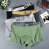 3-Piece Men's Boxer Shorts Milk Silk Teens Underwear Comfortable Boxers Elastic Teenagers Boxer Briefs Solid Youth Knickers