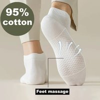 4 Pairs Men's Socks Classical Pure Cotton Antibacterial Deodorant Mesh Sweat Absorption Foot Massage Short Socks Sports Bussiess