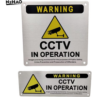 1/2PC Aluminum Alloy CCTV Signage Warning Board 24 Hours Video Surveillance Metal Warning Signs Metal Surveillance Warning Signs