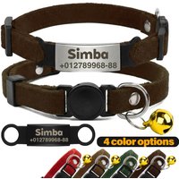 Personalized Linen-Cotton Velour Cat Collar with Bell Breakaway Buckle Customized Name tag Puppy Kitten Necklace Free Engraved