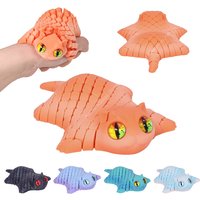 3D Printed Articulated Cat Stress Relief Toy Flexible Wiggly Kitty Fidget Toy Movable Joints Decompression Toy Desk Decor