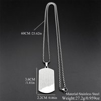 Stainless Steel Vintage Geometric Dog Tag Pendant Necklace for Women Men Silver Color Hip Hop Chain Necklaces Jewelry Gift
