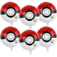 6Pcs Cartoon Pikachu Birthday Party Balloons Set Poke Ball Foil Ballons Decor Supplies For Baby Shower Kids Boys Toys Gifts