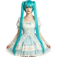 Anime Miku Cosplay Wig 120cm Long Lake Blue Detachable Double Ponytails Heat Resistant Synthetic Wig For Women Halloween Party
