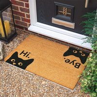 Cat-themed Hi Bye Doormat Set for Front Door Entryway Porch Mudroom & Patio Whimsical Pet-friendly Non-slip Floor Rug Non-coir