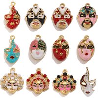 1pcs Stainless Steel Peking Opera Mask Enamel Charms Facial Pendants Findings for Women Earrings DIY Jewelry Making Supplies