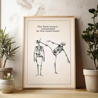 Vintage Anatomy Wall Art Medical Student Gift Taekwondo Gift Humorous Anatomy Print Funny Skeleton Canvas Art Poster