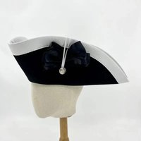 ❤2026★ The 18th Century Britain Tricorn Hat Black Cap Vintage Adult Prop Accessories 56cm to 58cm Head Size❤