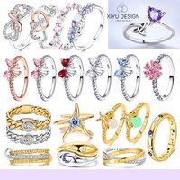 New 925 Silver Ring Zircon Shining Celtic Knot Love Ring Original S925 Finger wedding Ring DIY Women Fine Jewelry Gift