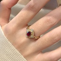 Fashion red diamonds inlaid retro oval red ruby rings for women sense of luxury unique light luxury engagement ring jewelry gift
