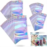 100Pcs Holographic Self Sealing Bags Multi-size Laser Rainbow Plastic Bags for Candy Jewelry Cosmetic Sample Packaging Gift Box