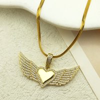 Love Heart Angle Wing Zircon Necklace for Women Men Stainless Steel Snake Chain Copper Necklace Valentines Jewelry cadena hombre