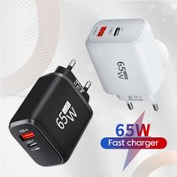 PD 65W GaN 2 In 1 EU/US Plug USB Charger Dual Ports USB Type C Fast Charging Wall Charger Portable Quick Charging Power Adapter