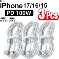 3PCS USB C Cable to USB C 100W Fast Charging Charger Cable Supports Fast Charging For iPhone 16 15 Samsung Xiaomi Huawei etc