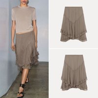 Fashionable Asymmetric Short Skirt Casual mid Waist Layered Design Women's Summer New Arrival ZADATA Brand Ladies Skirts