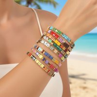 Fashion Colorful Tila Beads Bracelet Beads Geometric Type Elastic Bracelet Stackable Bracelet Jewelry