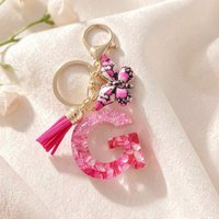Ladies Bag Pendant Key Chain 26-Letter Key Chain Butterfly Tassel Pendant Romantic Sweet Resin Key Chain