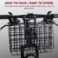 Bike Front Rear Basket with Hook Quick Release Frame Basket Rust Proof Fold-Up Bike Cargo Rack for Outdoor Cycling Travel Basket