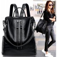 Women Soft Leather Backpack School Black Casual Multifunctional College Bag Large Capacity Shoulder Bags Travel Tote Backpack