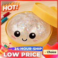 Glitter Dumpling Fidget Toy Bun with Food Steamer Stretchy Desk Toys Birthday Party Favors Gifts for Kids and Adults