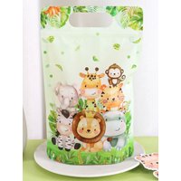 10/20pcs Jungle Animals Stand Up Bags Candy Packing Bag Gift Bag for Guest Supplies 1st Birthday Party Decoration